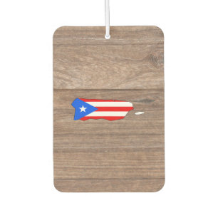 Team Puerto Rico Flag Karte auf Holz Autolufterfrischer