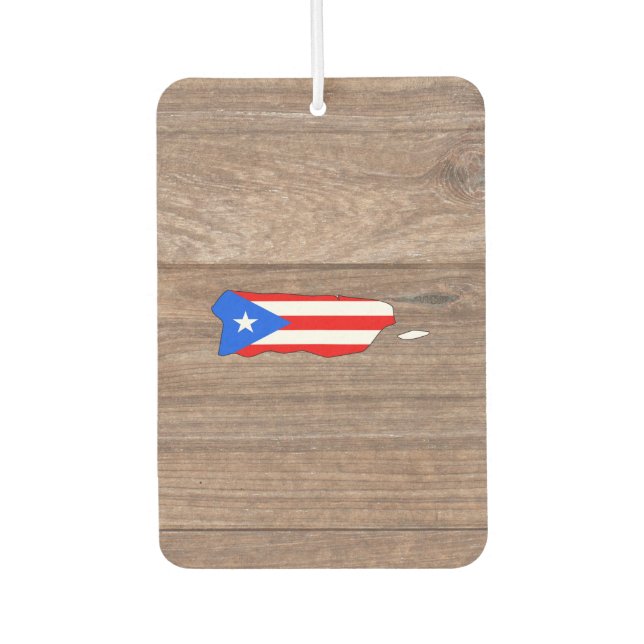 Team Puerto Rico Flag Karte auf Holz Autolufterfrischer (Vorderseite)