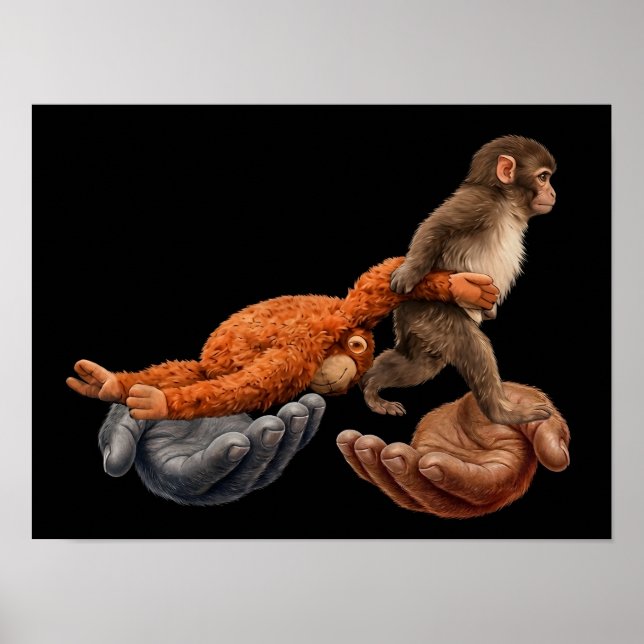 Team Punch Affe Mit Spielzeug Six Seven Stil Poster (Vorne)