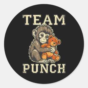 Team punch Baby-Affe und Plüschspielzeug Meme Runder Aufkleber