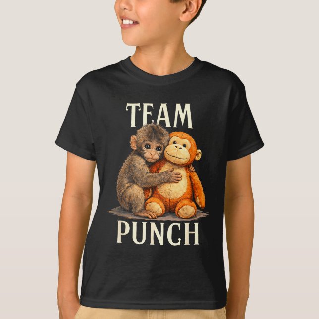 Team punch süßer Affe und Bär Design  T-Shirt (Vorderseite)