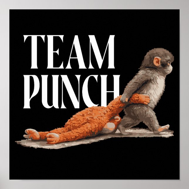 Team Punch Süßer Japanischer Affe Poster (Vorne)