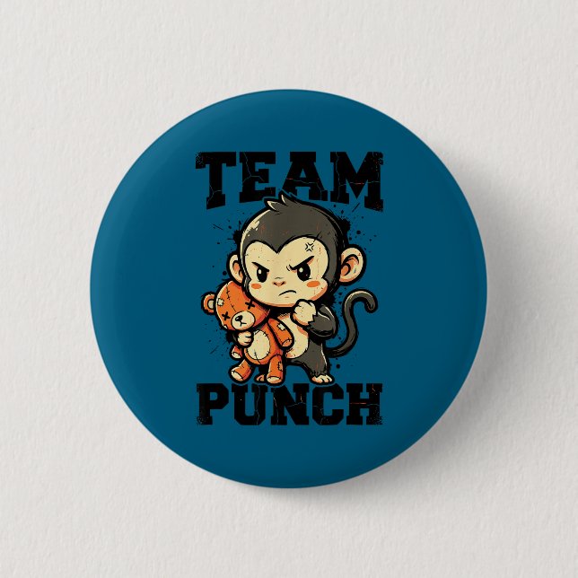 Team punch tough Baby-Affen-Plüschspielzeug-Meme  Button (Vorderseite)
