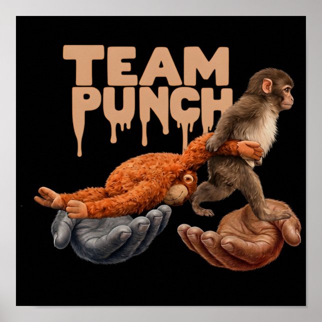 Team Punch Triefender Japanischer Affe Poster (Vorne)