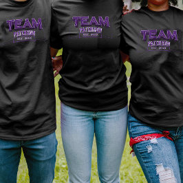 Team Purple Family Crew Sports Custom Name Black T-Shirt