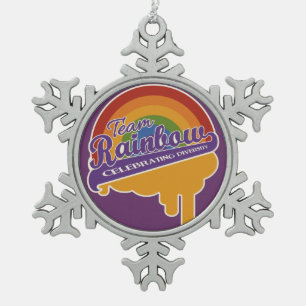 Team Rainbow Custom Weihnachtsschmuck Schneeflocken Zinn-Ornament