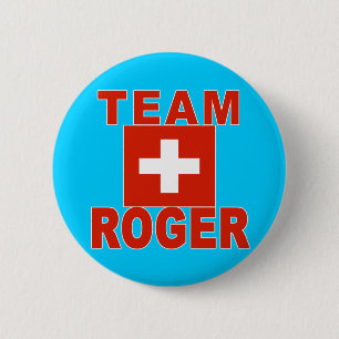 Team Roger mit Schweizer Flagge Button