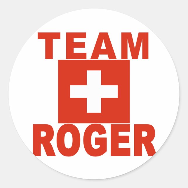 Team Roger mit Schweizer Flagge Runder Aufkleber (Vorderseite)