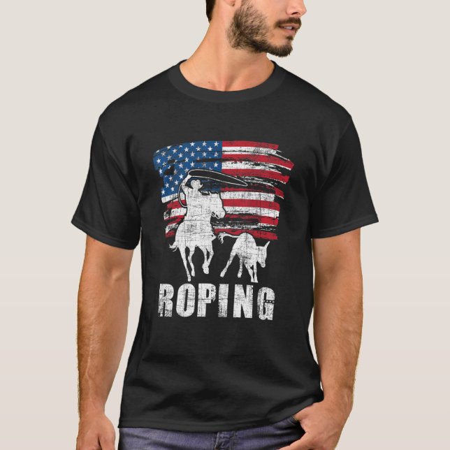 Team Roper US American Flag Heeler T-Shirt (Vorderseite)