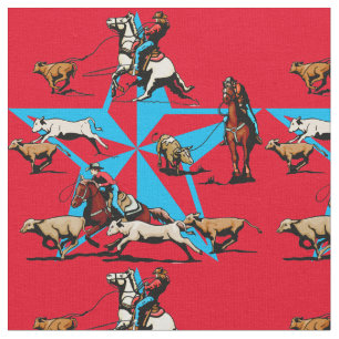 Team-Roping Kalb-Roping Rodeo-Western-Gewebe Stoff