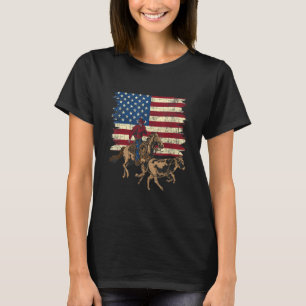 Team Roping USA Flaggen Rodeo Reitschiff Header He T-Shirt