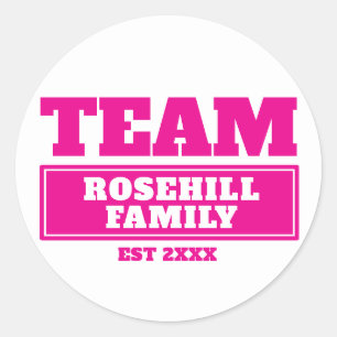 Team rosa personalisierte Familie- oder Teamaufkle Runder Aufkleber