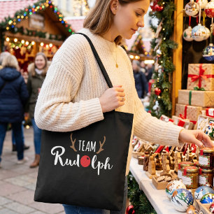 Team Rudolph Christmas Motif Tote Bag