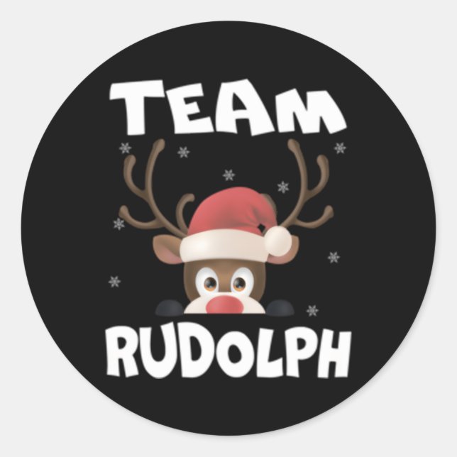 Team Rudolph Reindeer Deer Runder Aufkleber (Vorderseite)