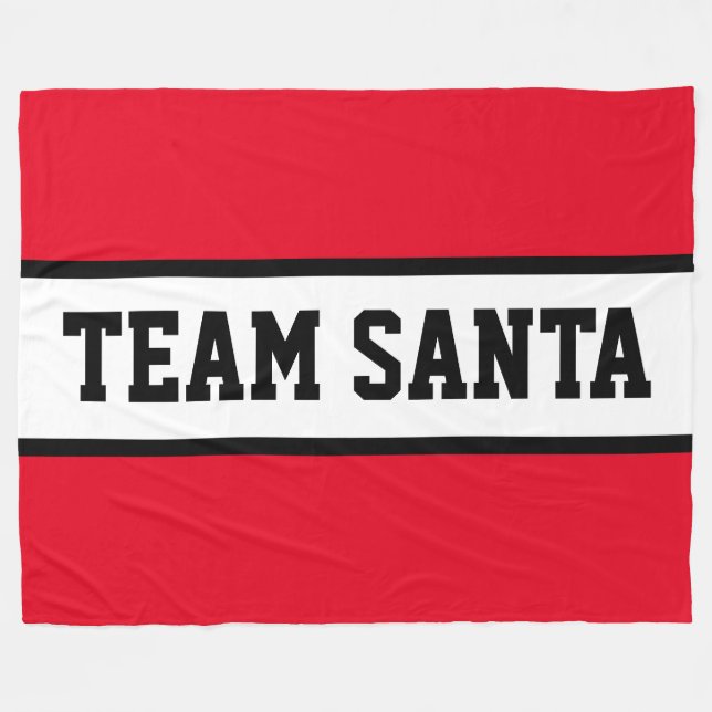 TEAM SANTA Athletik-Text in hellrot mit weißen Str Fleecedecke (Vorderseite (Horizontal))