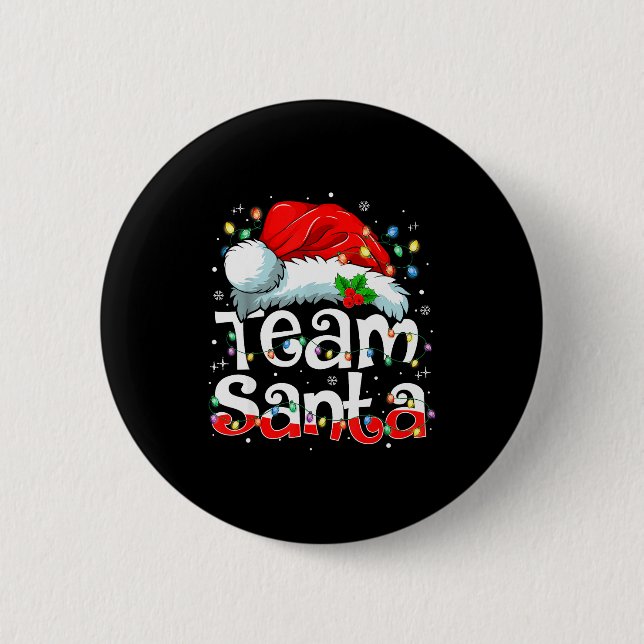 Team Santa Claus Christmas Family Matching Pajama  Button (Vorderseite)
