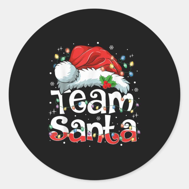 Team Santa Claus Christmas Family Matching Pajama  Runder Aufkleber (Vorderseite)