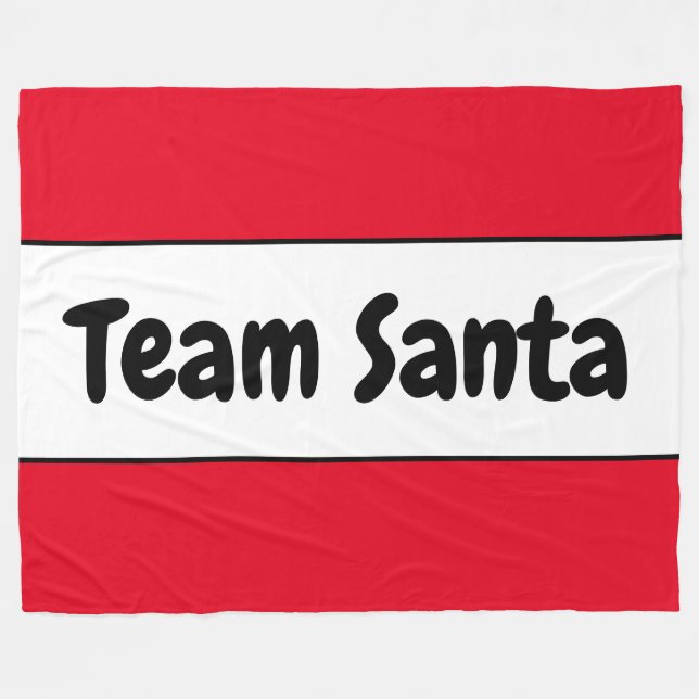 TEAM SANTA Festliches Retro Hellrot-Weiß-Gestreift Fleecedecke (Vorderseite (Horizontal))