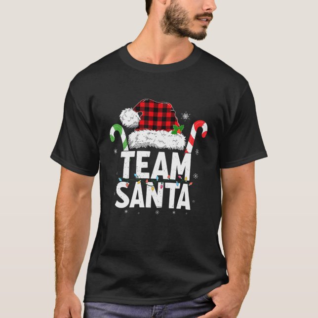 Team Santa Red Karierte Weihnachtsfamilie Matching T-Shirt (Vorderseite)