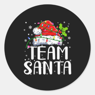 Team Santa Rotkarierter Weihnachtsmann Hut Weihnac Runder Aufkleber