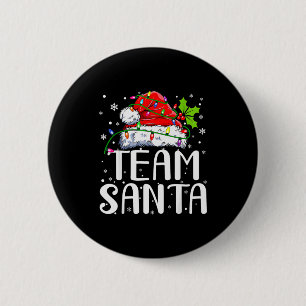 Team Santa Rotkarierter Weihnachtsmannhut Weihnach Button