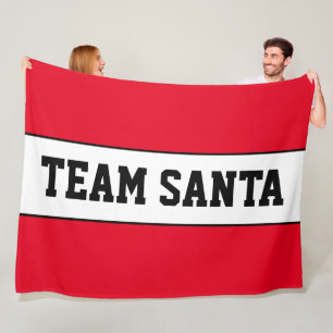 TEAM SANTA Sporty Text Hellrot-Weiß-Gestreift Fleecedecke