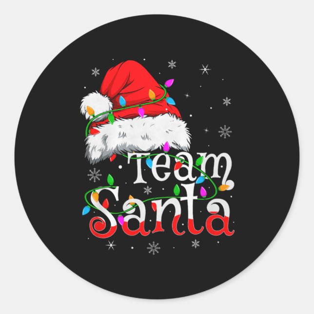 Team Santa Xmas Pajamas Matching Family Group Chri Runder Aufkleber (Vorderseite)