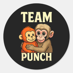 Team schlägt Baby-Affen und Plüschspielzeug-Meme Runder Aufkleber