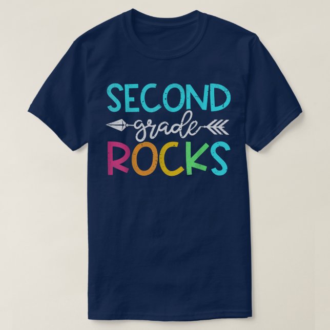 Team Second Grade Funny Hello 2nd Grade Rocks Back T-Shirt (Design vorne)