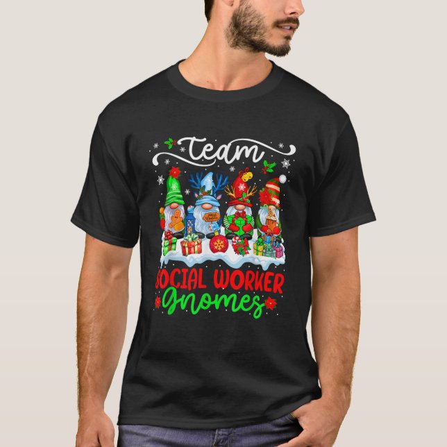 Team Social Worker Gnomes Christmas Group Gnomes P T-Shirt (Vorderseite)