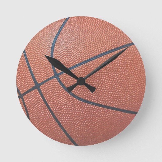 Team Spirit_Basketball Beschaffenheit look_Hoops Runde Wanduhr (Vorderseite)