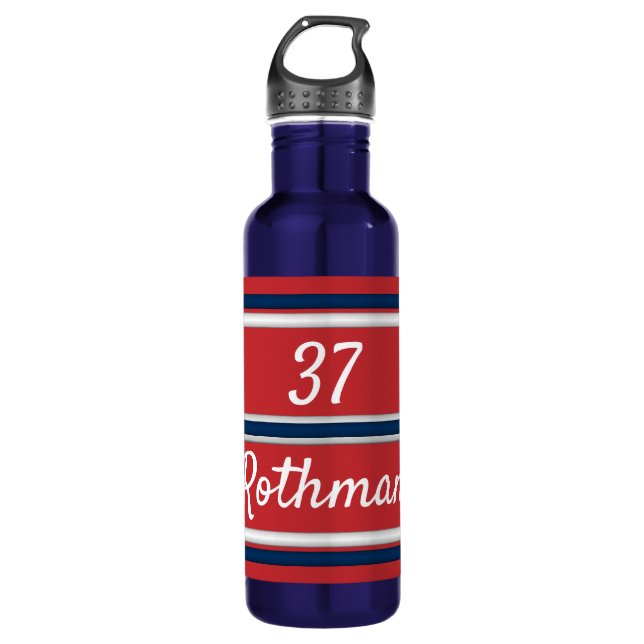 Team Spirit Red and Blue Sports Stripes Water Bott Edelstahlflasche (Vorderseite)