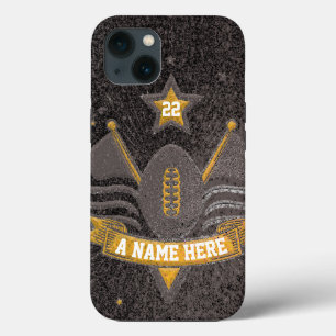 Team Sport Black & Gold Glitter College Football Case-Mate iPhone Hülle