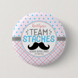 "Team Staches" Modernes Party zur Geschlechteroffe Button