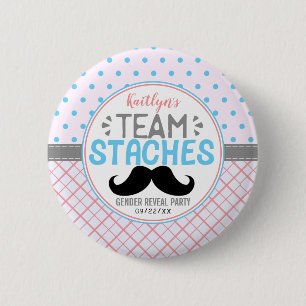"Team Staches" Modernes Party zur Geschlechteroffe Button
