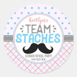 "Team Staches" Modernes Party zur Geschlechteroffe Runder Aufkleber