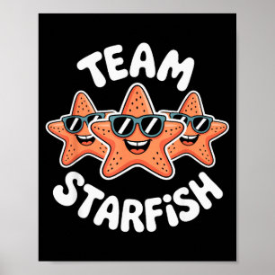 Team Starfish Cool Sonnenbrillen Ozean Cartoon Cre Poster