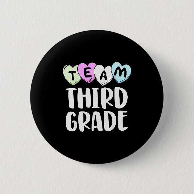 Team T-Shirt Dritte Klasse 3. Liebe Herzen Lehrer  Button (Vorderseite)