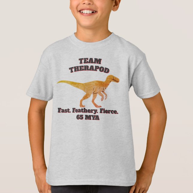 Team Theropod - Schnell. Feathery. Fierce T-Shirt (Vorderseite)