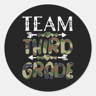 Team Third Grade Rückkehr zur Schule 1. Tag Camo L Runder Aufkleber
