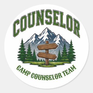 🌲 Team-Typografie für Camp-Berater 👕 Runder Aufkleber