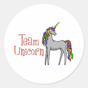 Team Unicorn Rainbow Runder Aufkleber