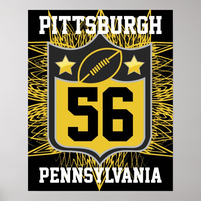 Team USA Sports Black and Gold Pittsburgh Football Poster (Vorne)