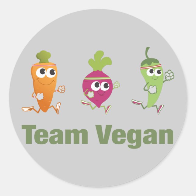 Team Vegan Runder Aufkleber (Vorderseite)