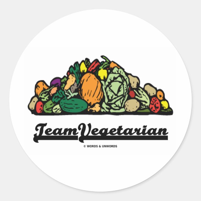 Team Vegetarier (Vegetarische Einstellung / Geist) Runder Aufkleber (Vorderseite)