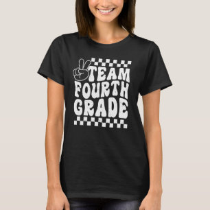 Team Vierte Klasse Frieden Hand Groovy ersten Tag T-Shirt