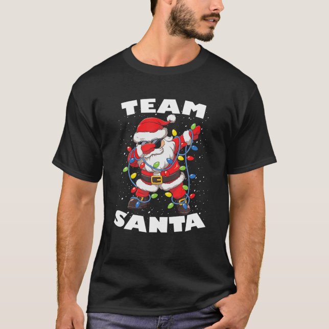 Team Weihnachtsbaum Lichter Dabbing Santa T-Shirt (Vorderseite)