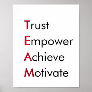 TEAM-Werte - Vertrauen, Empower, Erzielen, Motivie Poster