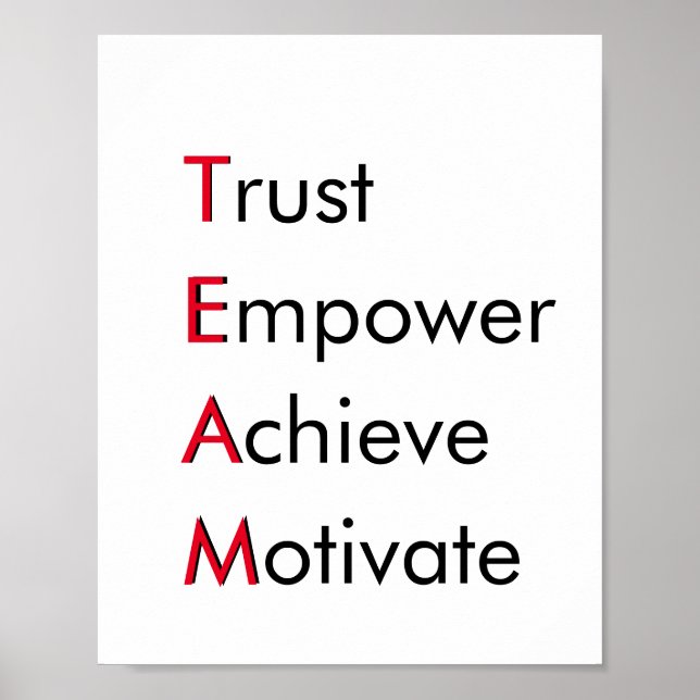 TEAM-Werte - Vertrauen, Empower, Erzielen, Motivie Poster (Vorne)