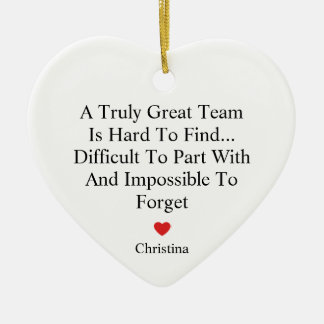 Team-Würdigungs-Abschiedsherz Keramik Ornament